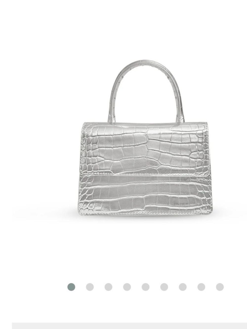 ai (ah-ee) brand from Toronto Croc-Embossed Mini Top-Handle Bag in Silver